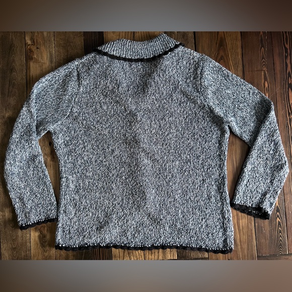 CLEO • petites knit ribbon blue cardigan textured cozy grandmacore cottagecore - Picture 3 of 16